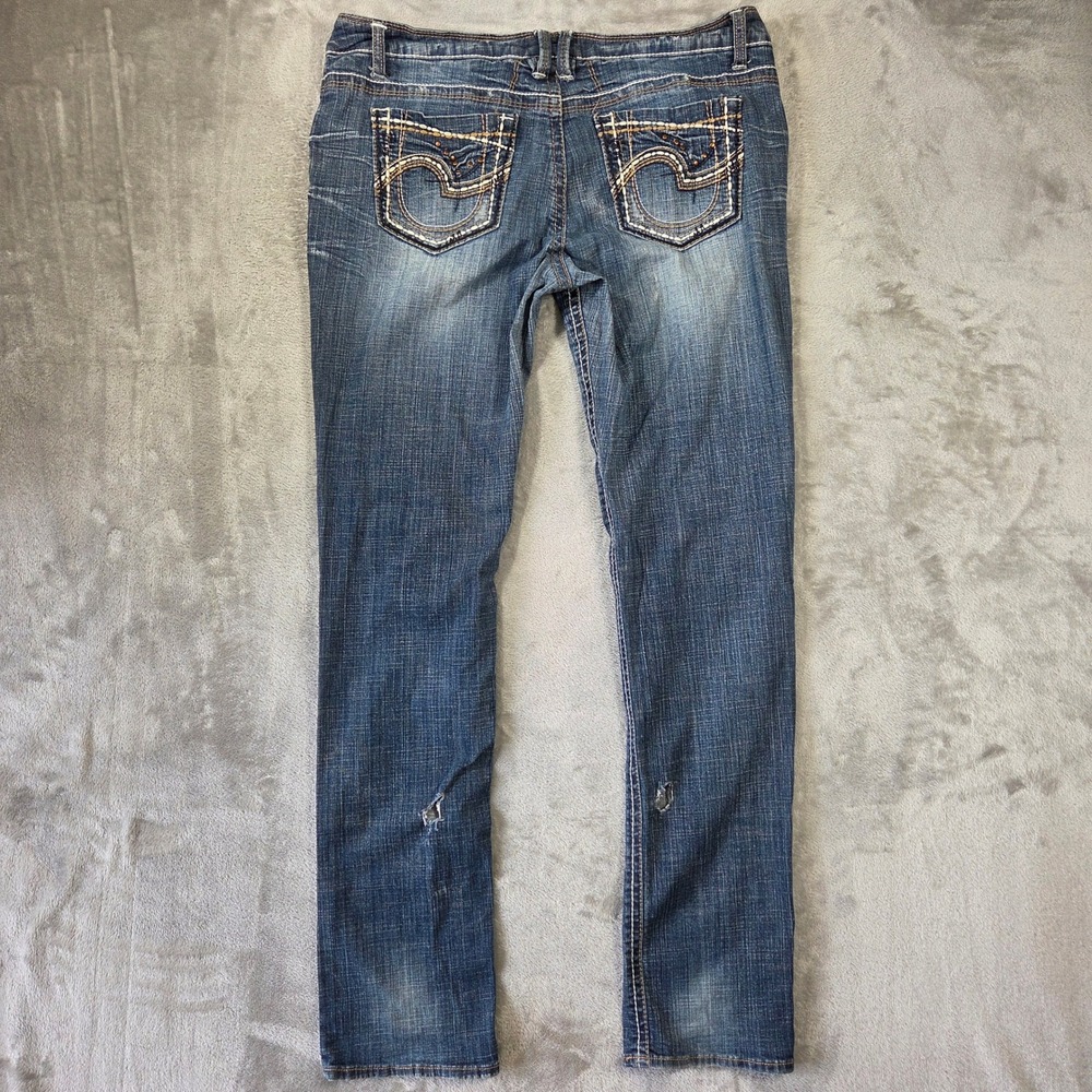 Hydraulic Womens Slim Leg Jeans Medium Wash Contrast Stitch Low Rise Size 11/12 - Picture 8 of 9